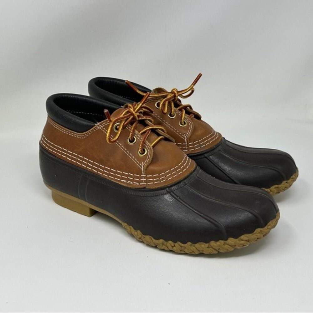 LL Bean Leather Unlined Gumshoe Low Ankle Duck Boots Size 7 N rain
